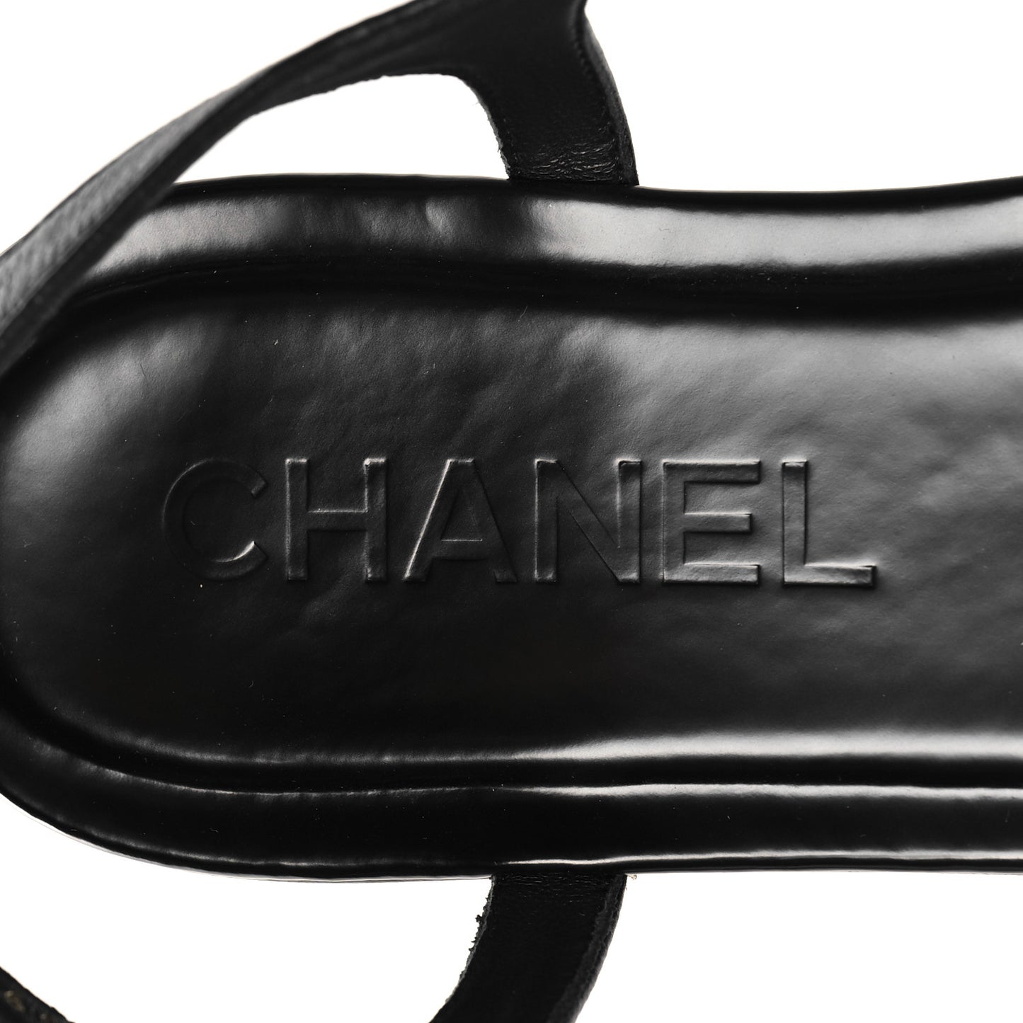 Lambskin Pearl Crystal CC Thong Sandals 38.5 Black