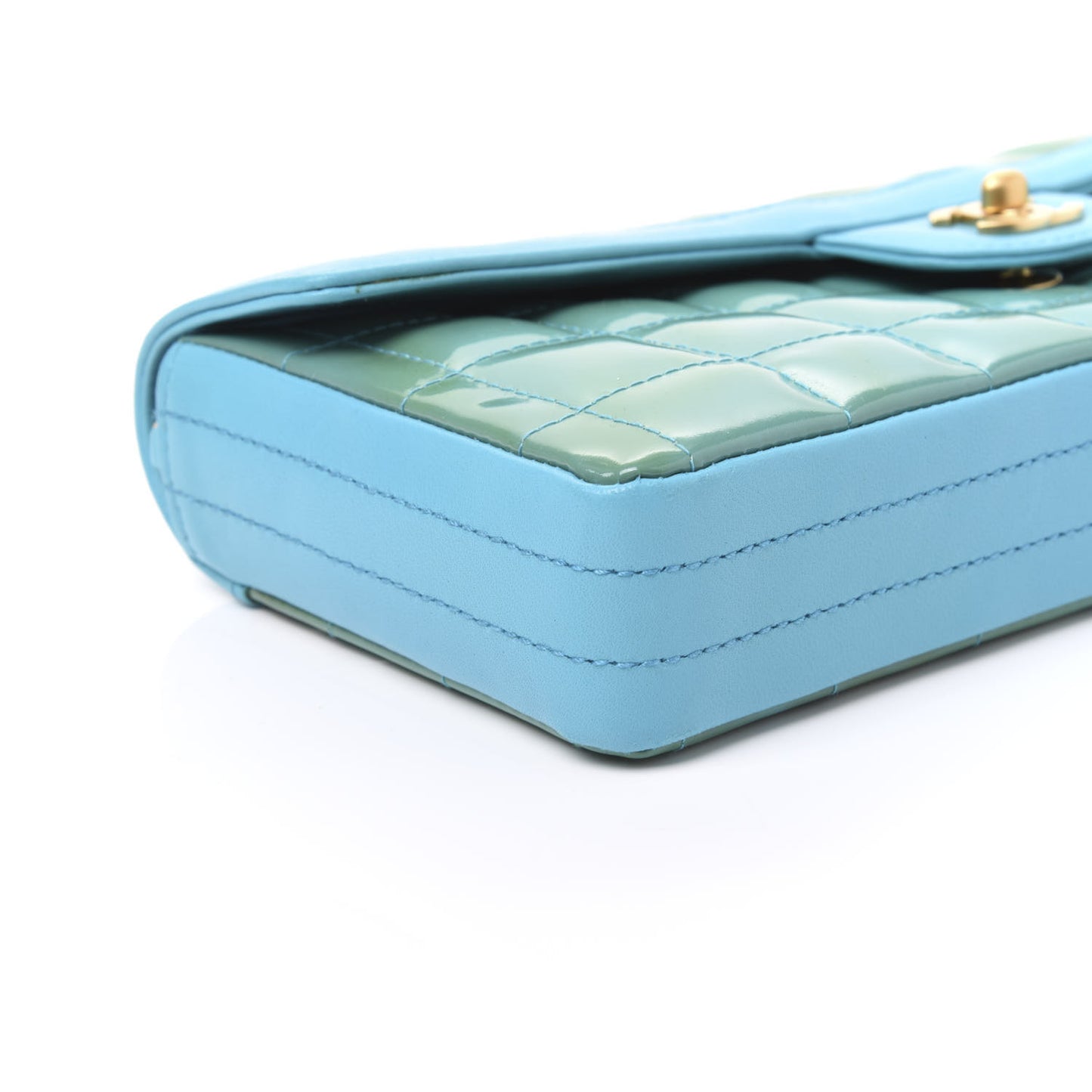 Patent East West Chocolate Bar Flap Turquoise