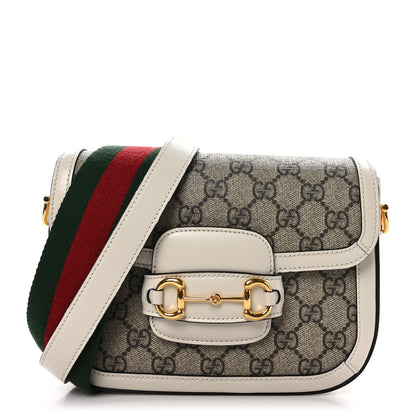 Gucci GG Supreme Monogram Web Mini Horsebit 1955 Shoulder Bag Beige Mystic White 1 of 10