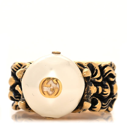Gucci Metal Pearl Ring 19 Aged Gold 1 of 6