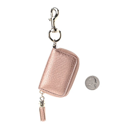 Gucci Metallic Pebbled Calfskin Soho Coin Purse Key Ring Pink 2 of 5