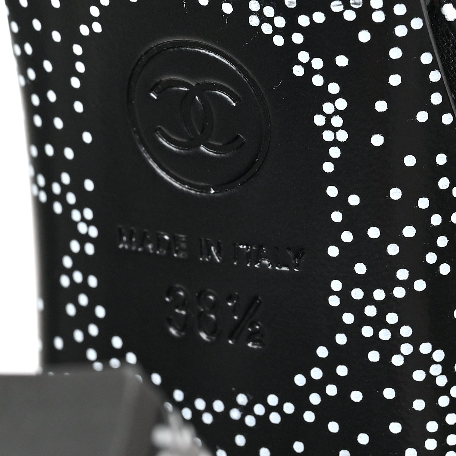 Chanel Calfskin Camellia Printed Ankle Boots 38.5 Black White 6 of 7