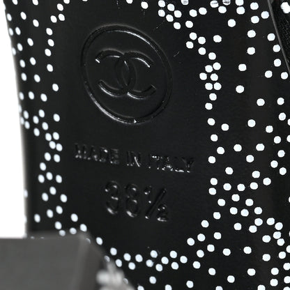 Chanel Calfskin Camellia Printed Ankle Boots 38.5 Black White 6 of 7
