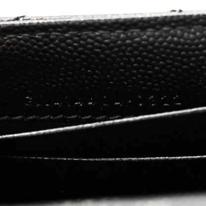 Saint Laurent Grain De Poudre Matelasse Chevron Small Monogram Envelope Wallet Black 7 of 8