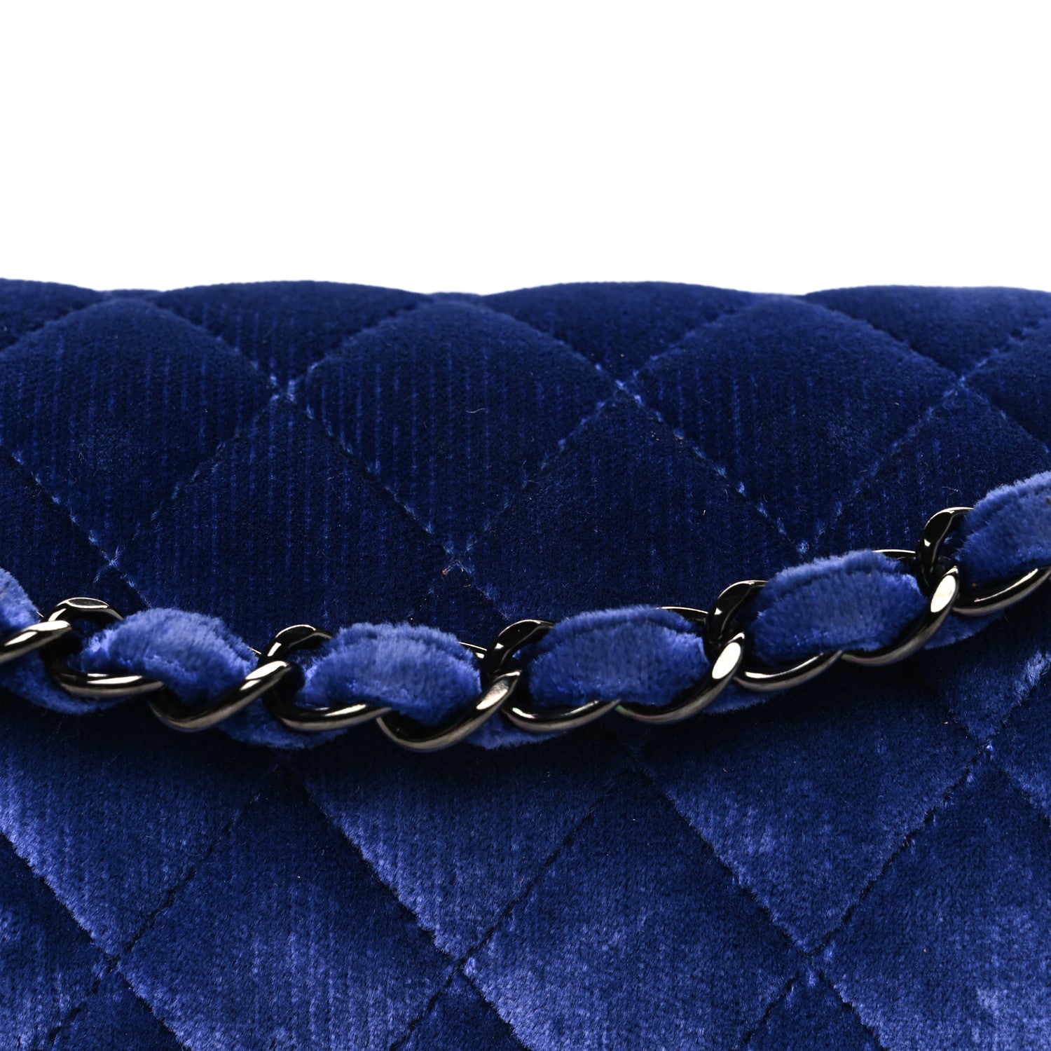 Chanel Velvet Quilted Medium Double Flap Navy Blue 8 of 11