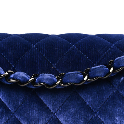 Chanel Velvet Quilted Medium Double Flap Navy Blue 8 of 11