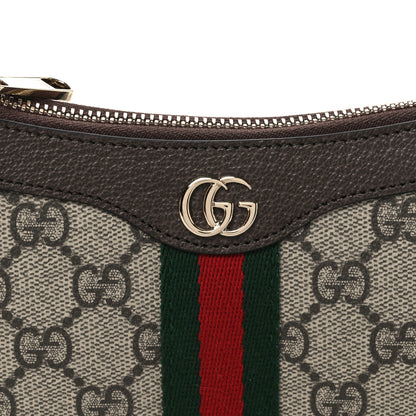 Gucci GG Supreme Monogram Textured Dollar Calfskin Web Mini Ophidia Shoulder Bag Beige Ebony New Acero 8 of 10