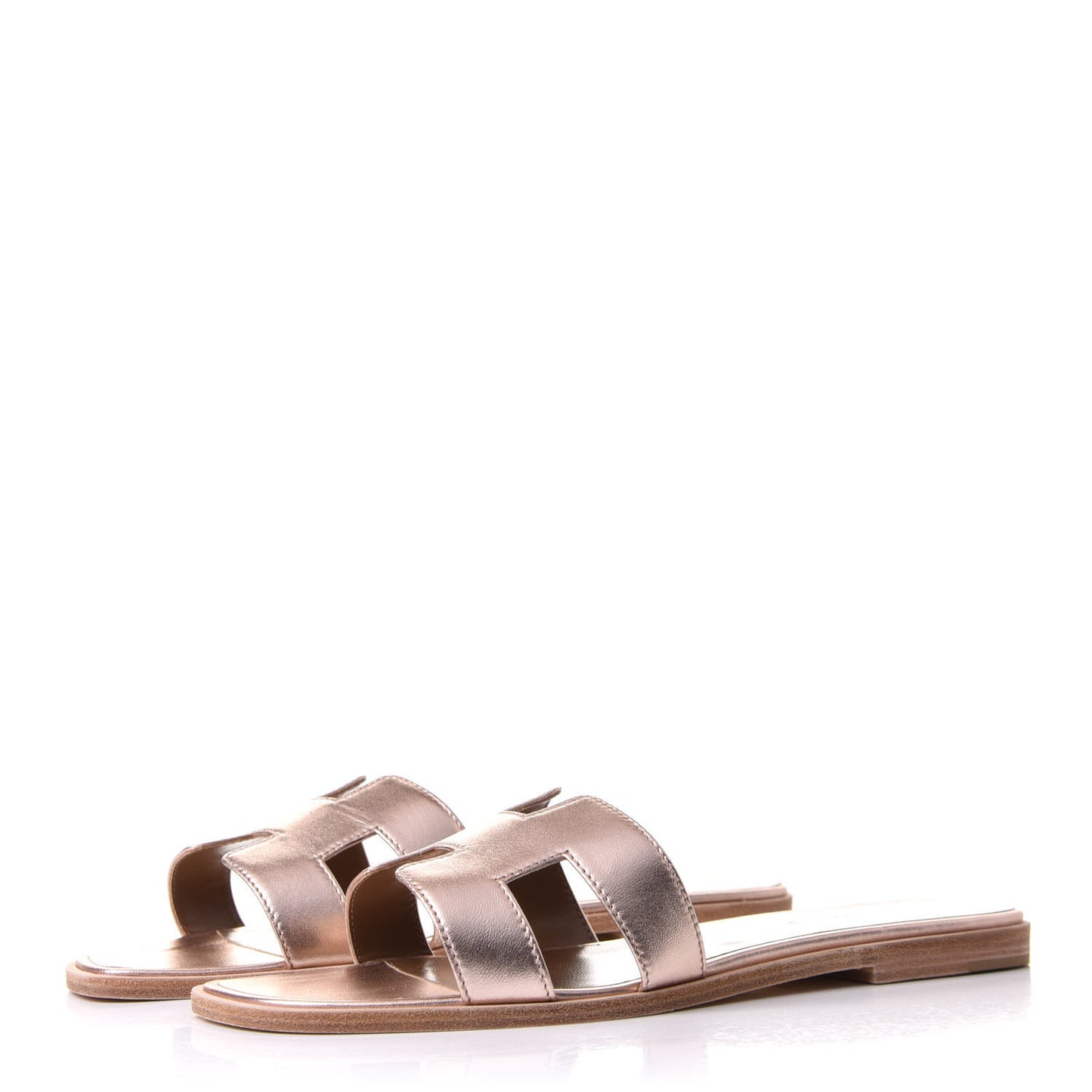 Metallic Calfskin Oran Sandals 40.5 Rose Dore
