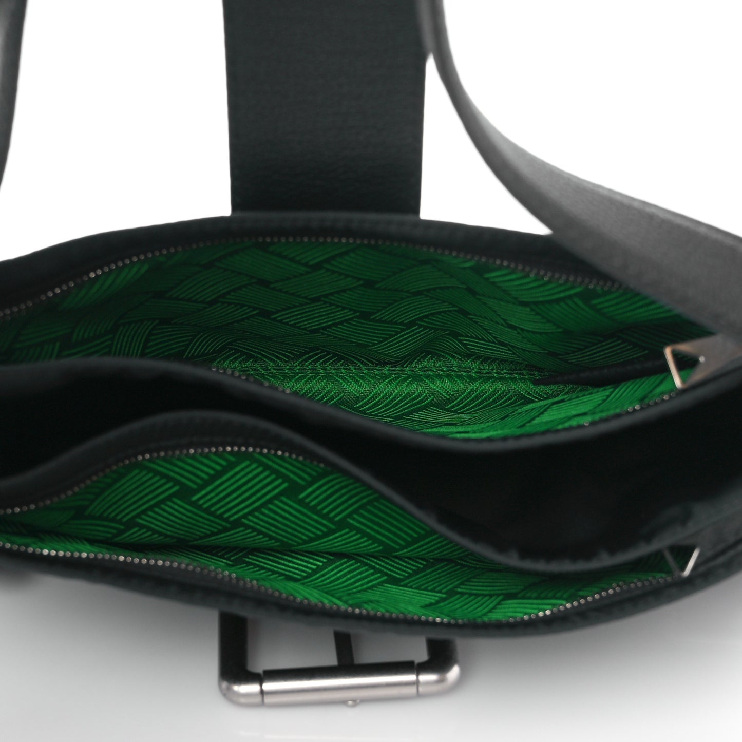 Nylon Grained Calfskin Mini Buckle Shoulder Bag Black