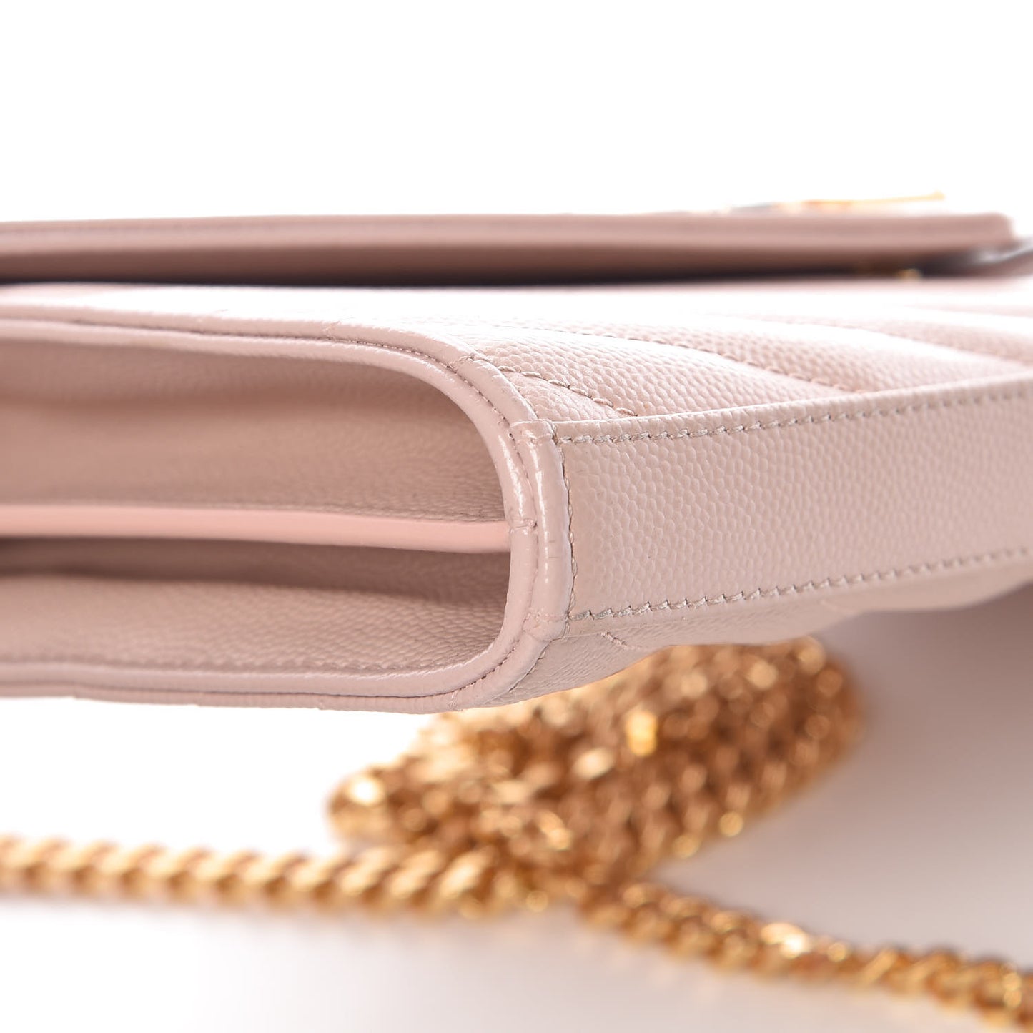 Grain De Poudre Matelasse Chevron Monogram Chain Wallet Rose Antic