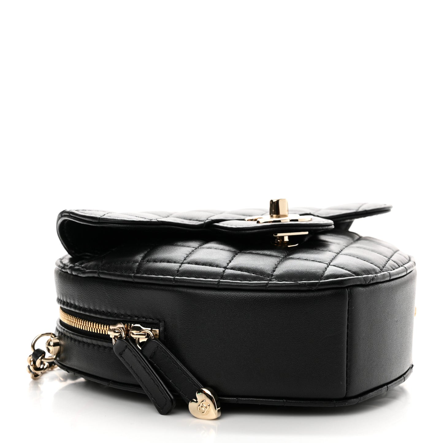 Lambskin Quilted CC In Love Heart Bag Black