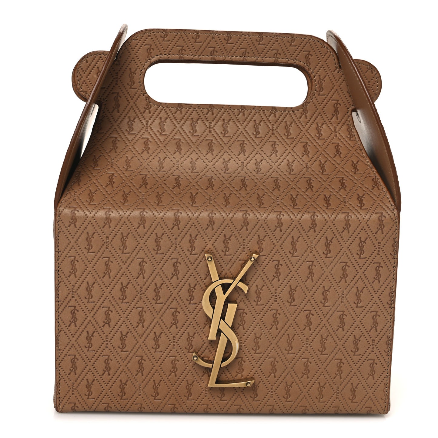 Calfskin Monogram Take Away Box Dusty Vintage Brown Gold