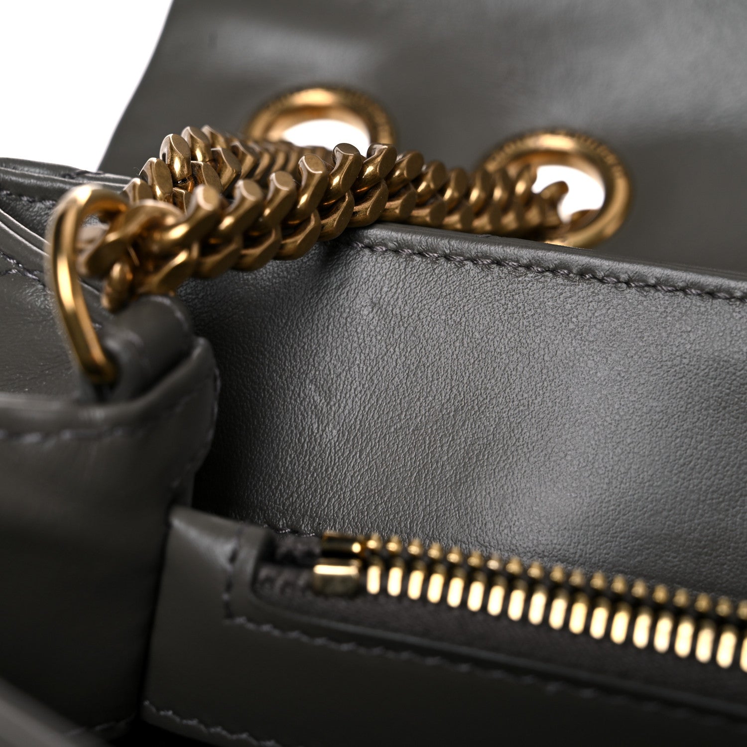 Saint Laurent Calfskin Y Quilted Monogram Medium Loulou Chain Satchel Asphalt 10 of 12