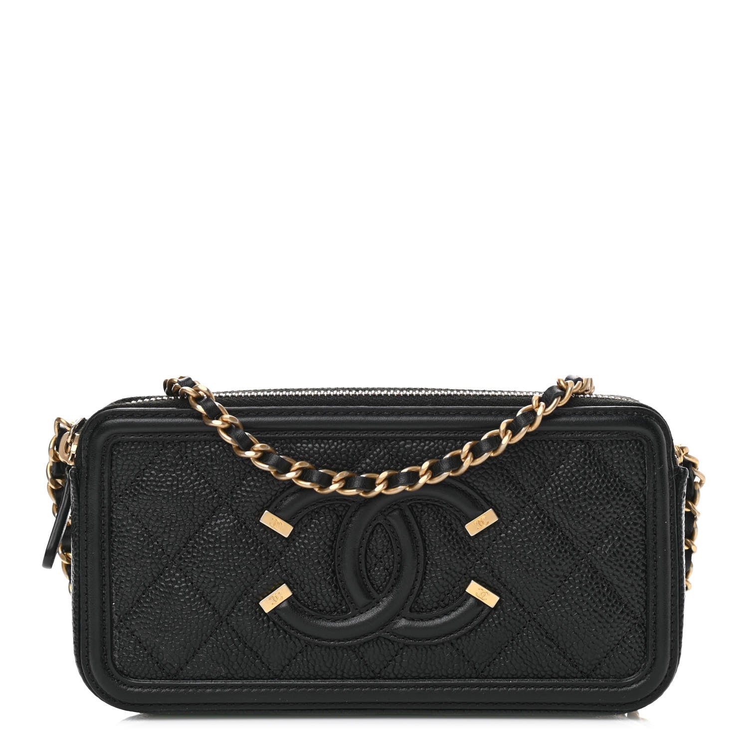 Chanel Caviar Quilted CC Filigree Clutch With Chain Black 1 of 13