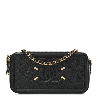 Chanel Caviar Quilted CC Filigree Clutch With Chain Black 1 of 13