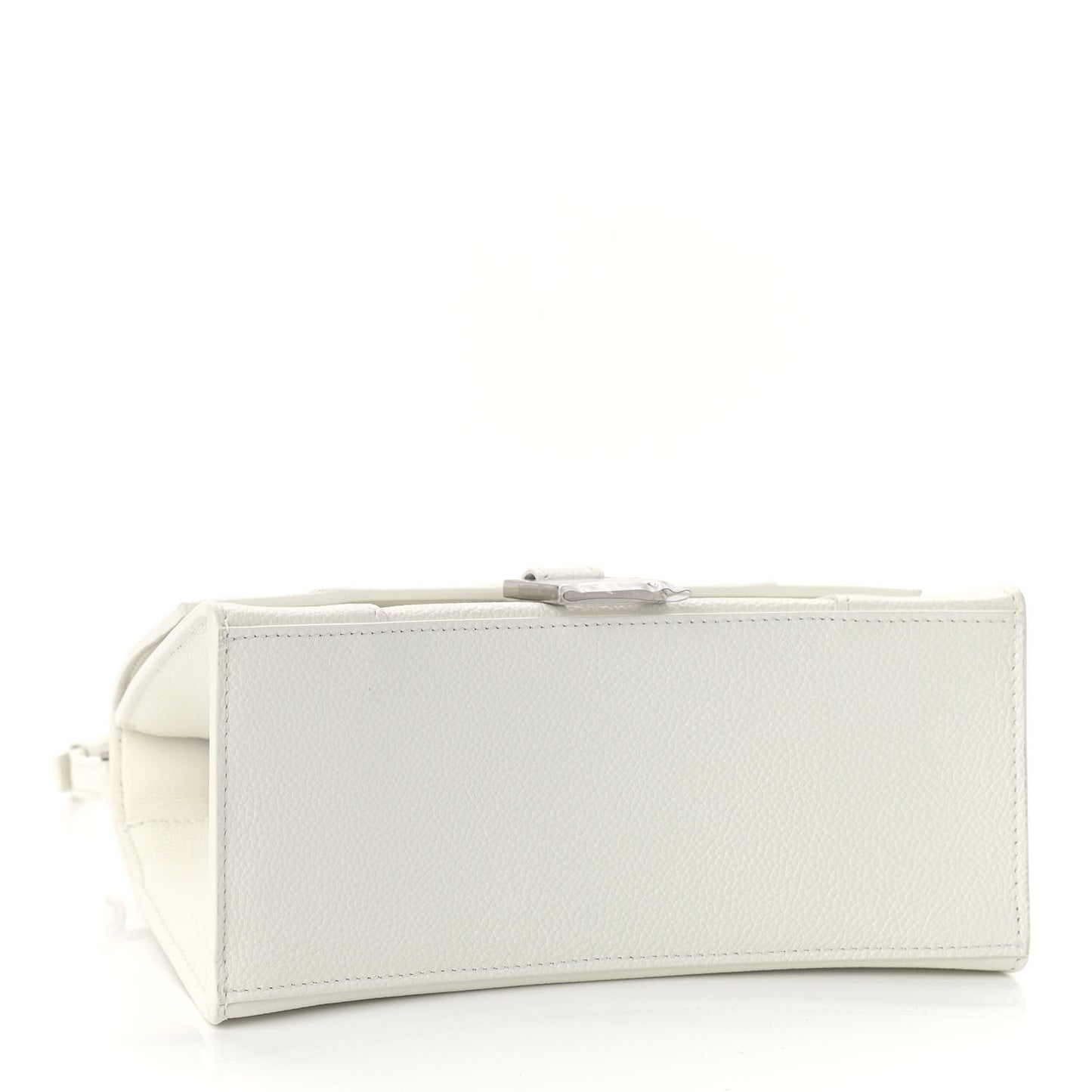 Grained Calfskin Small Hourglass Top Handle Bag White