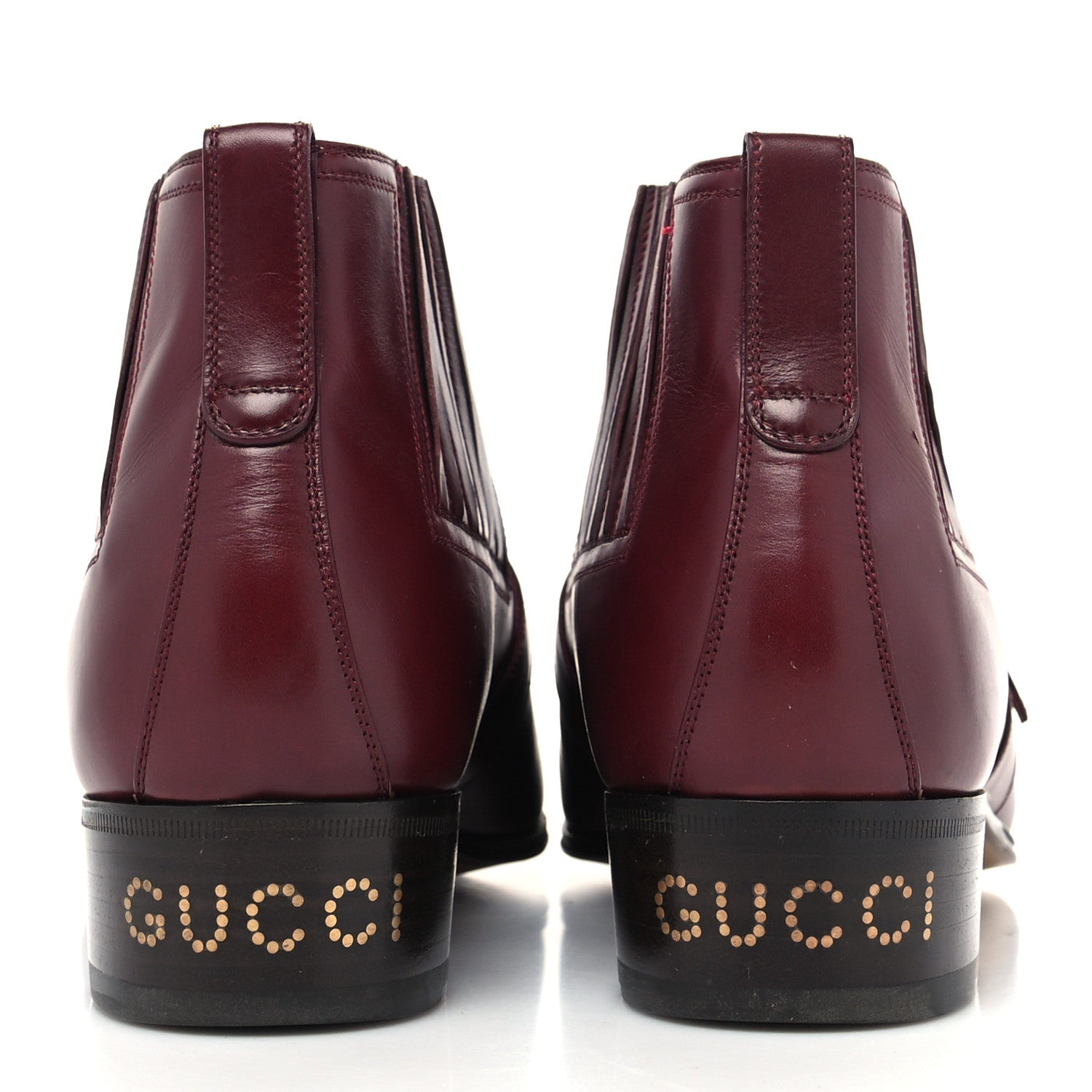 Gucci New Waxed Calfskin Mens G Medallion Toe Ankle Boots 8 Red Bordeaux 5 of 9