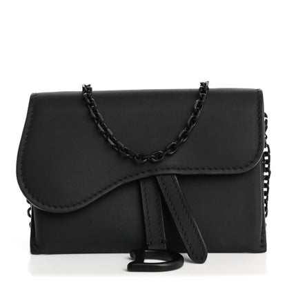 Christian Dior Ultra Matte Calfskin Nano Saddle Chain Pouch Black 1 of 13