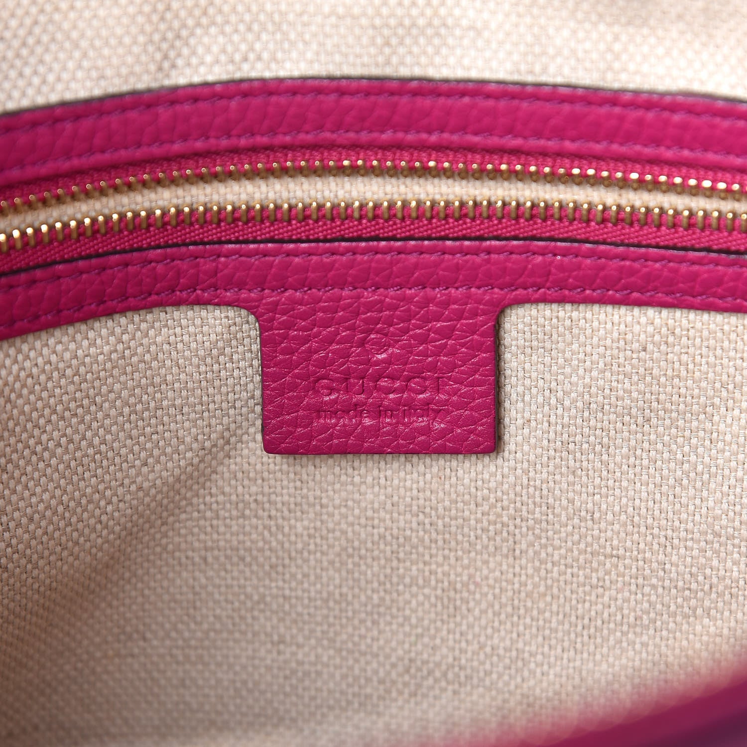 Gucci Pebbled Calfskin Small Soho Top Handle Bag Bright Bougainvillea 7 of 10