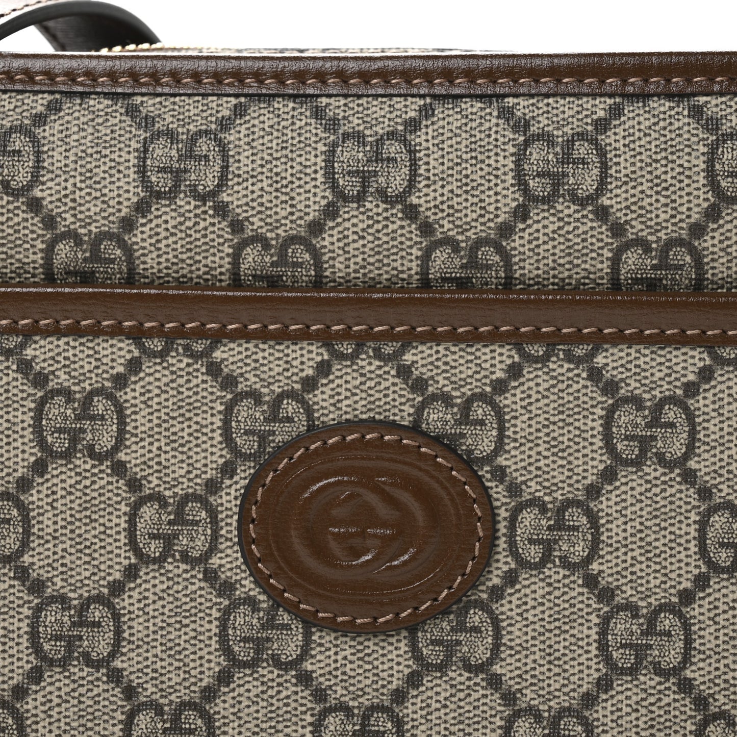GG Supreme Monogram Azalea Calfskin Mini Retro Interlocking G Shoulder Bag Beige Ebony Brown Sugar
