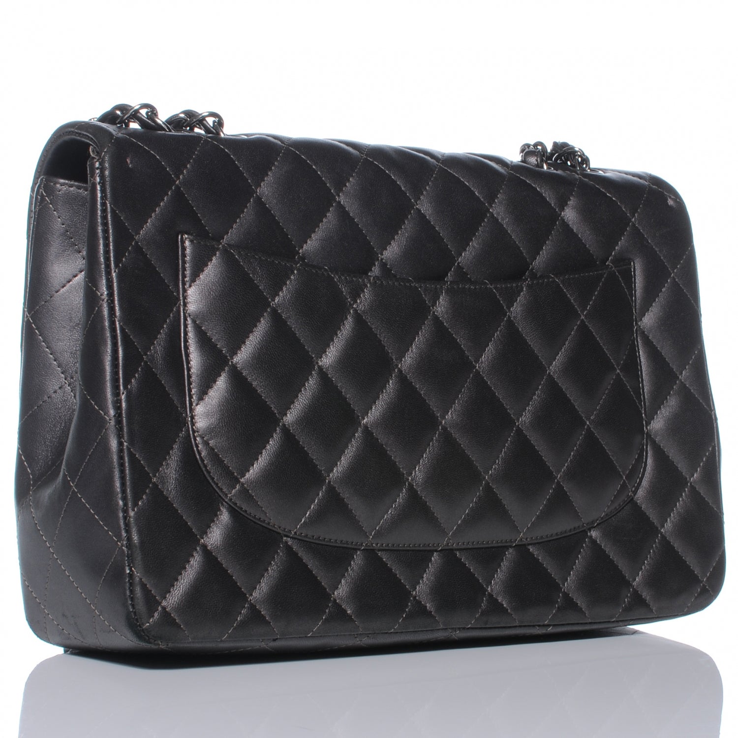 Chanel Lambskin Quilted Jumbo Single Flap Dark Metallic Grey 3 of 9