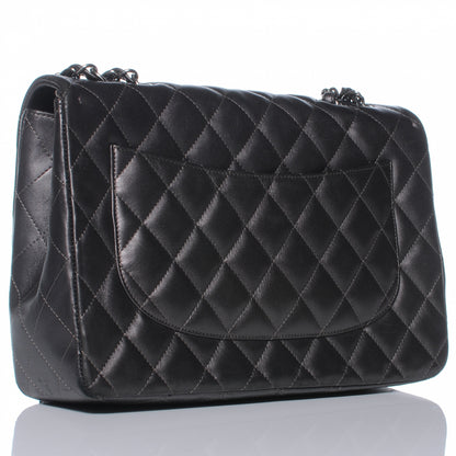 Chanel Lambskin Quilted Jumbo Single Flap Dark Metallic Grey 3 of 9