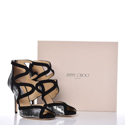 Jimmy Choo Suede Sequin Tempest Sandals 41.5 Silver 15 of 15