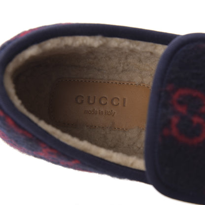 Gucci Covered Wool GG Monogram Womens Fria Horsebit Loafers 40.5 Blue Red Butterscotch 7 of 8