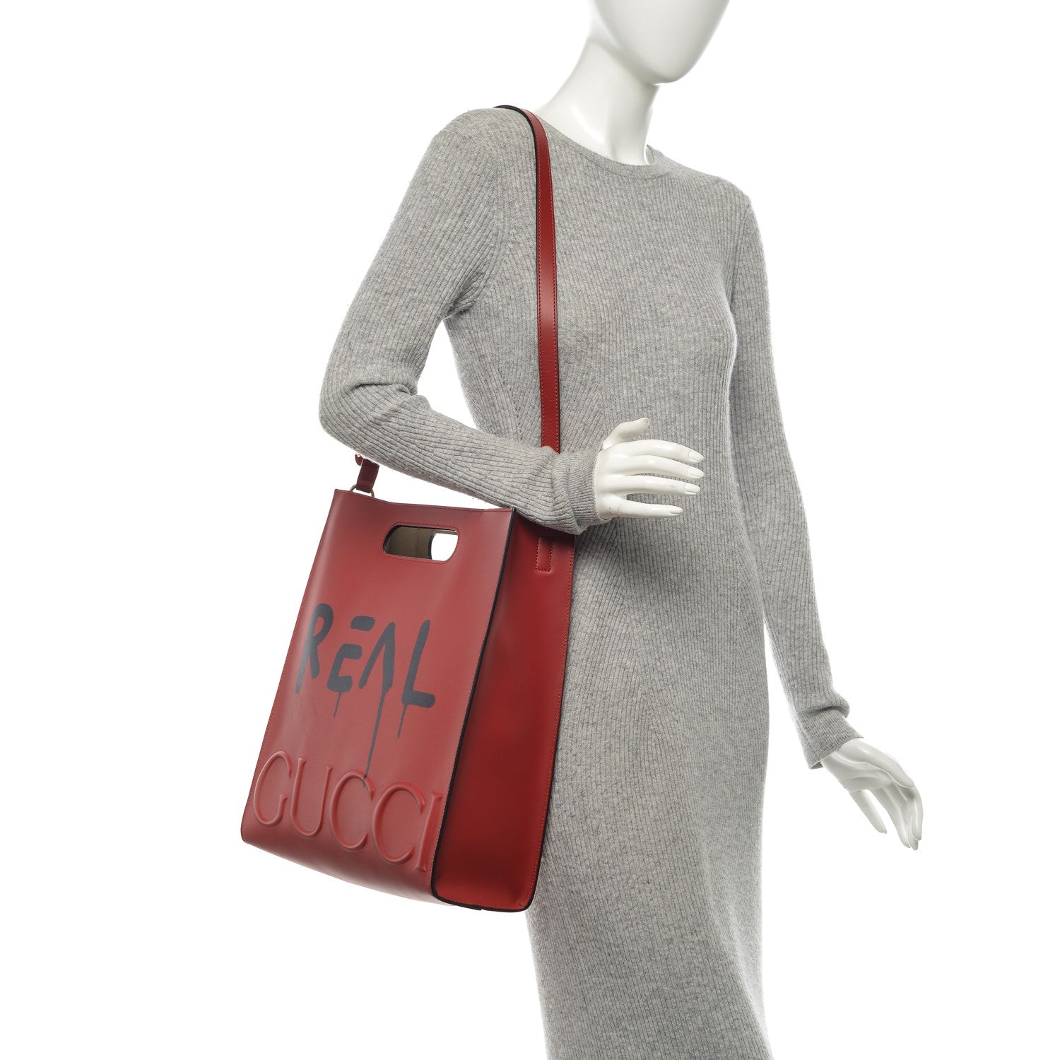Gucci Calfskin GucciGhost Real Medium XL Tote Hibiscus Red 2 of 6