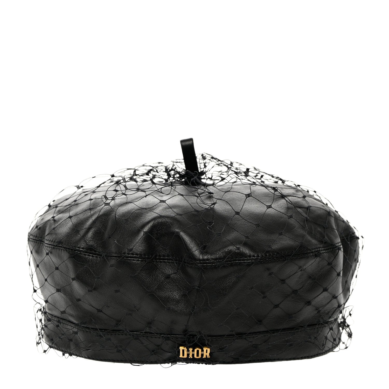 Christian Dior Lambskin Arty Beret Cap with Veil 56 Black 4 of 11