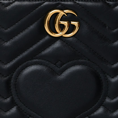 Gucci Calfskin Matelasse Chevron Heart GG Marmont Clutch Black 8 of 14