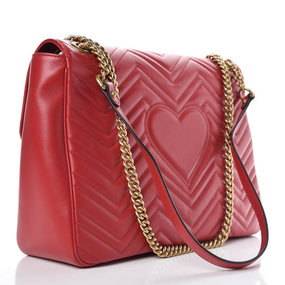 Gucci Calfskin Matelasse Large GG Marmont Shoulder Bag Hibiscus Red 3 of 9