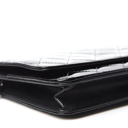 Chanel Patent Quilted Wallet On Chain WOC Black 6 of 13