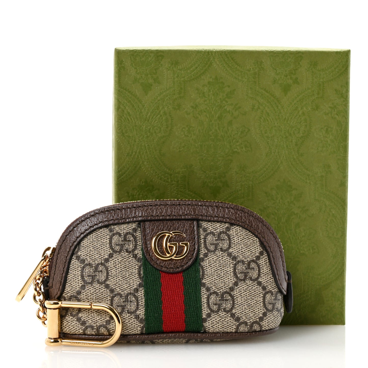 GG Supreme Monogram Web Ophidia Dome Key Pouch Beige New Acero