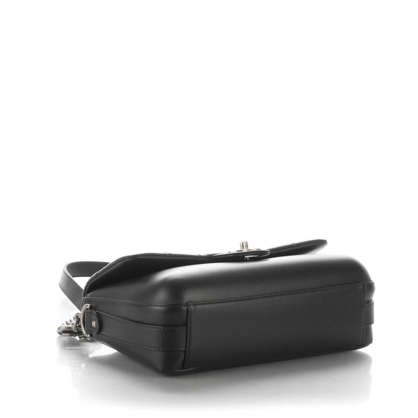 Calfskin Quilted Large Rock My Shoulder Flap Black