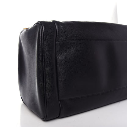 Gucci Grained Calfskin Logo Duffle Bag Black 7 of 9