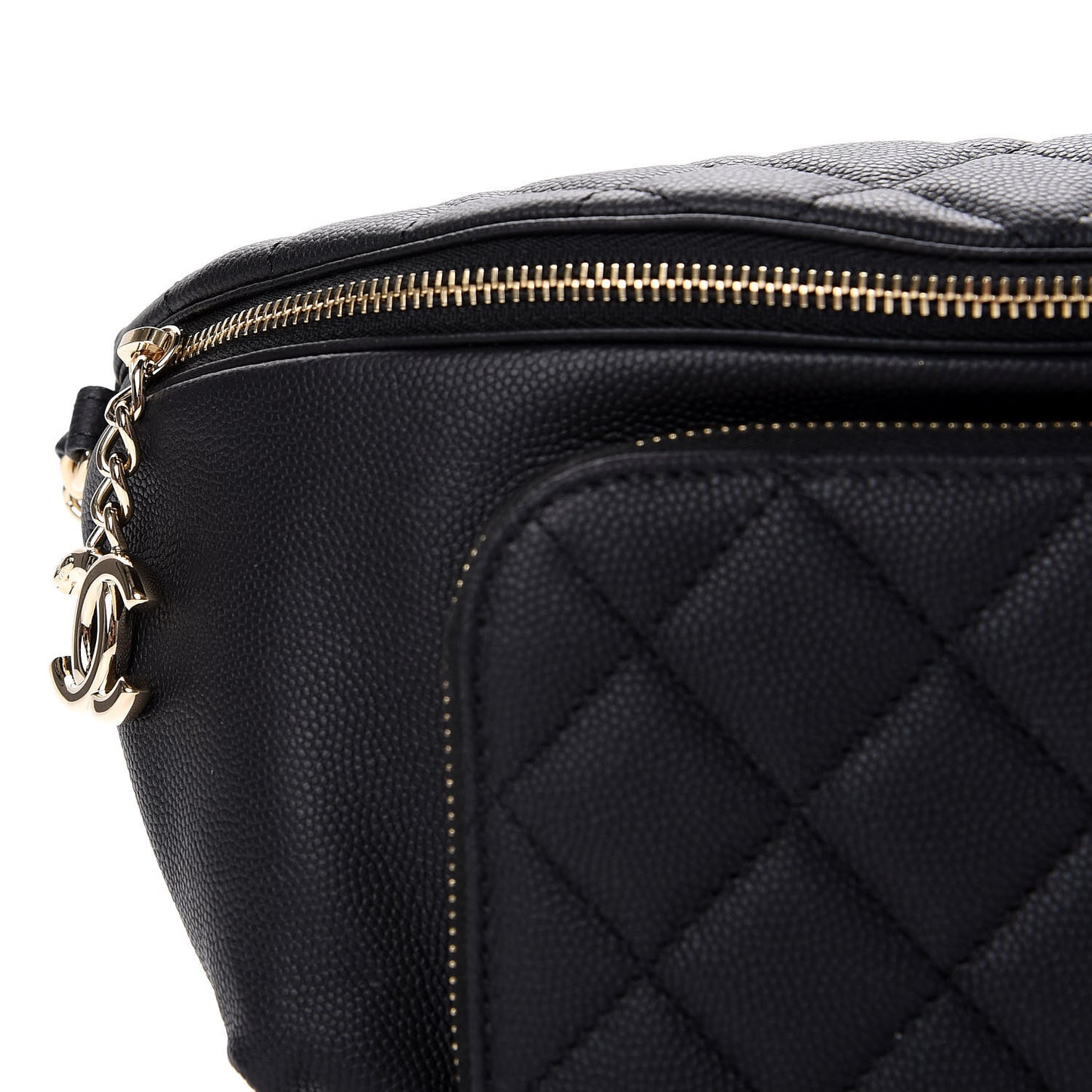 Caviar Quilted Business Affinity Waist Belt Bag Black