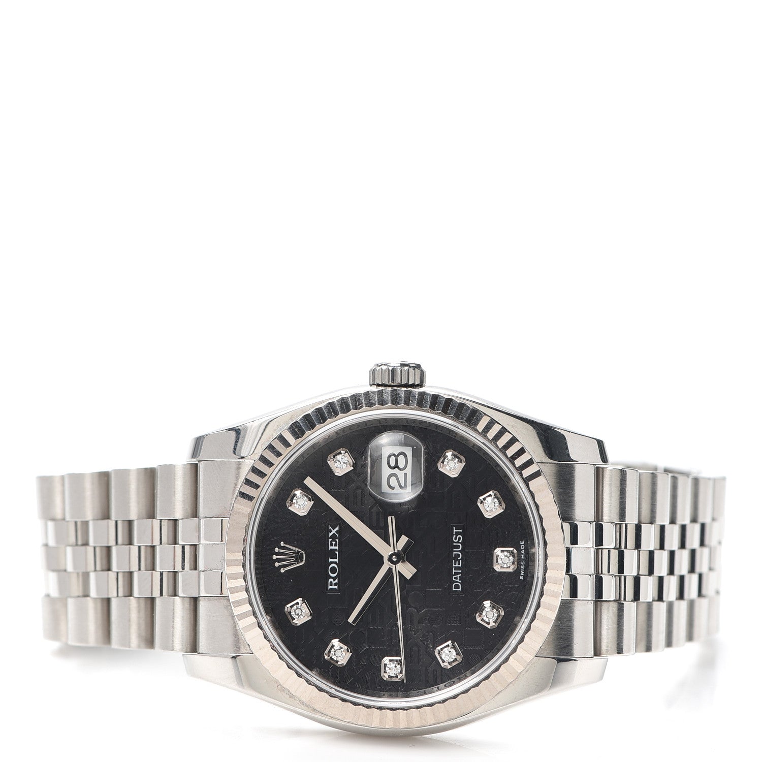 Rolex Stainless Steel 18K White Gold Diamond 36mm Oyster Perpetual Datejust Watch Black Jubilee 116234 2 of 6