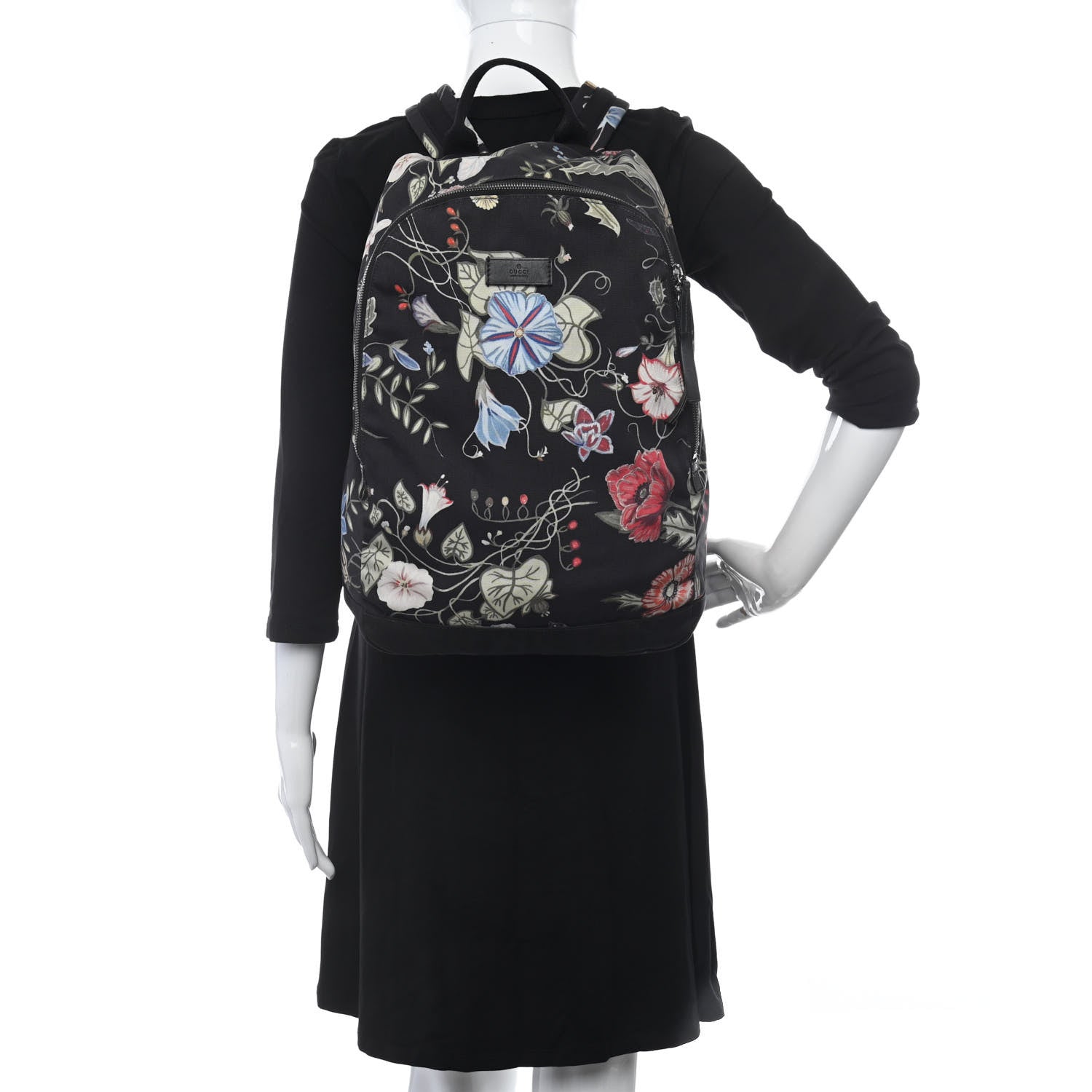 Gucci Canvas D-Active Flora Floral Knight Backpack Black 2 of 13