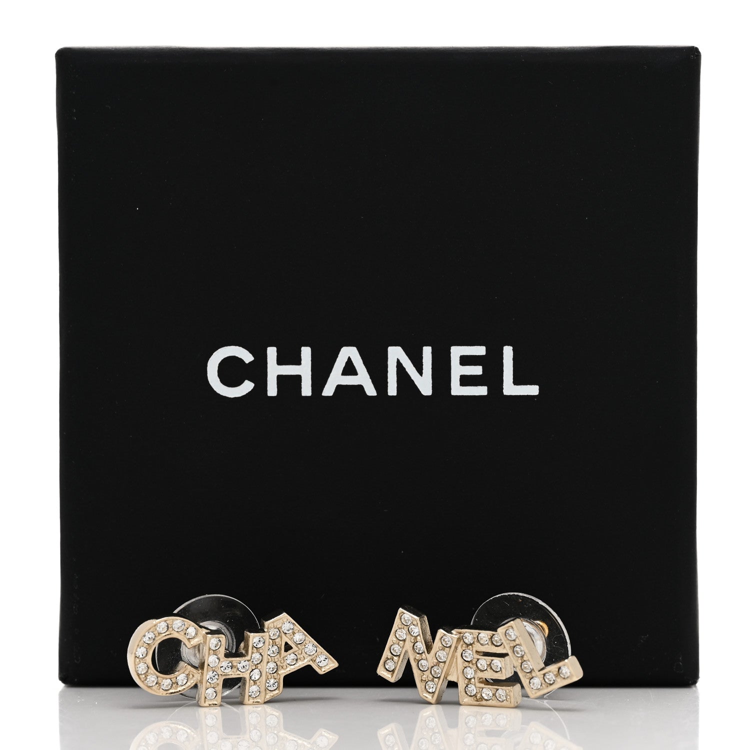 Chanel Crystal Pearl Signature Stud Earrings Gold 5 of 5