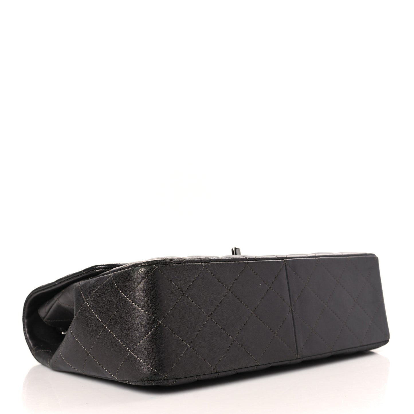 Metallic Lambskin Quilted Jumbo Single Flap Dark Grey