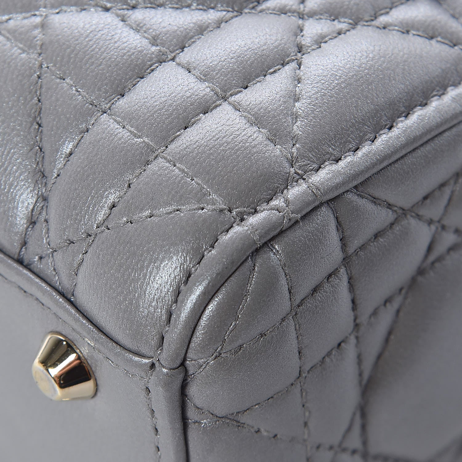 Christian Dior Metallic Lambskin Cannage Mini Lady Dior Grey 10 of 22
