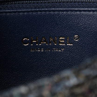 Chanel Tweed Watersnake Quilted Medium CC Filigree Flap Blue 6 of 10
