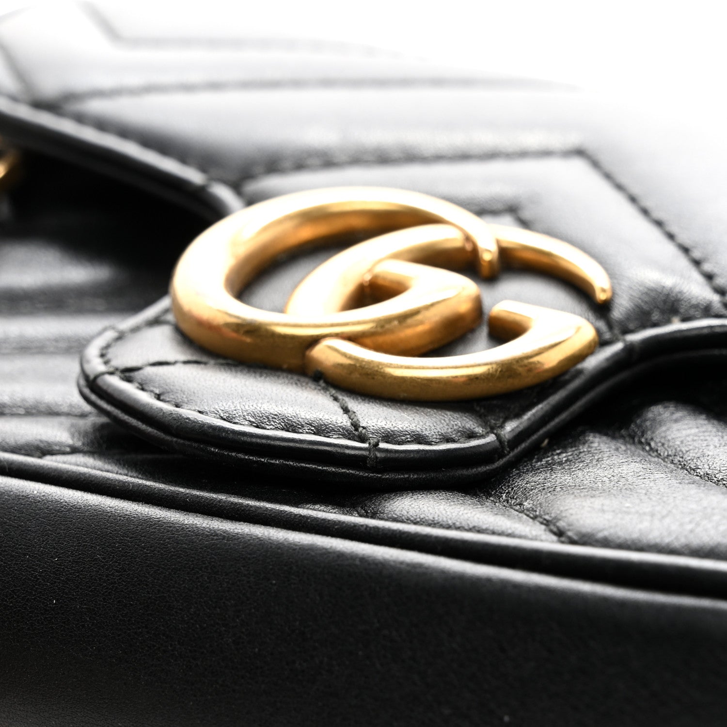 Gucci Calfskin Matelasse Super Mini GG Marmont Shoulder Bag Black 11 of 11