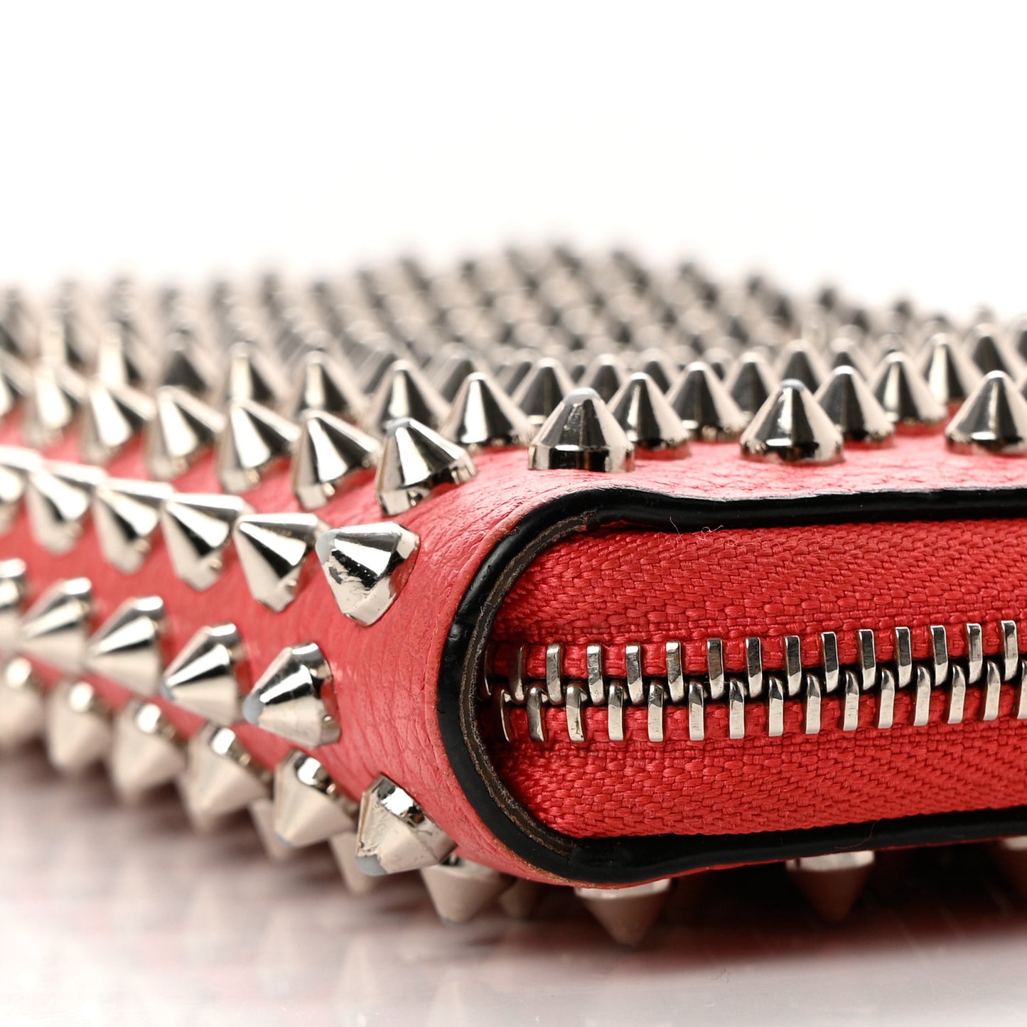 Calfskin Empire Panettone Spiked Zip Around Wallet Begonia