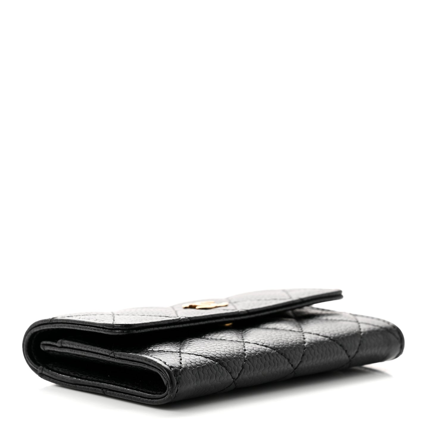 Caviar Quilted Flap Card Holder Black