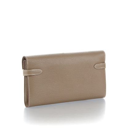 Hermes Chevre Mysore Kelly Longue Wallet Etoupe 3 of 7