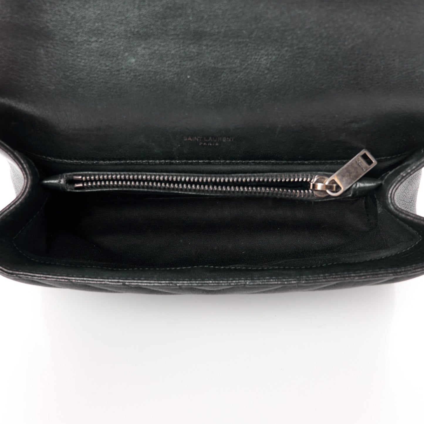 Sheepskin Matelasse Chevron Monogram Medium College Bag Black