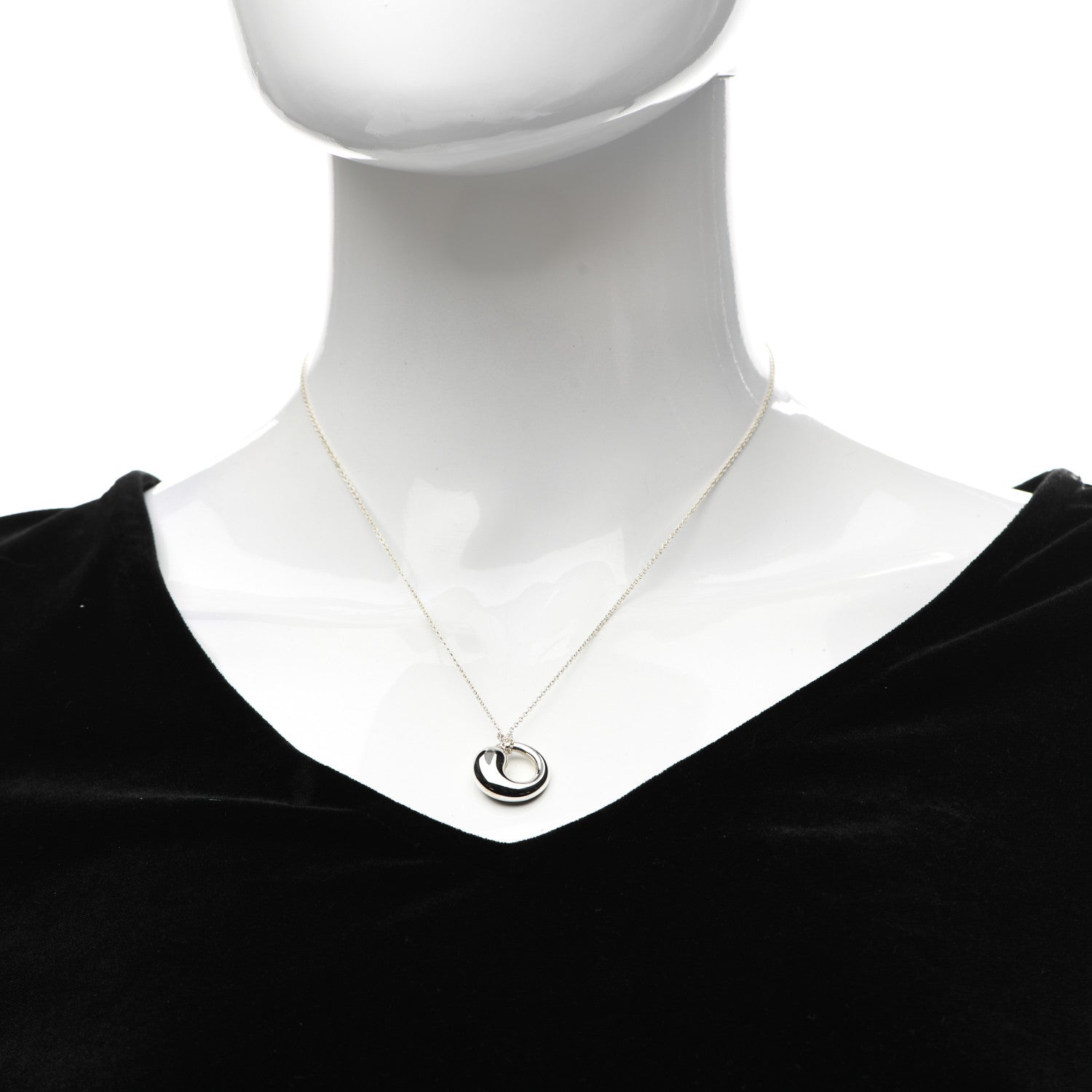 Tiffany Sterling Silver 17mm Elsa Peretti Eternal Circle Pendant Necklace 2 of 4