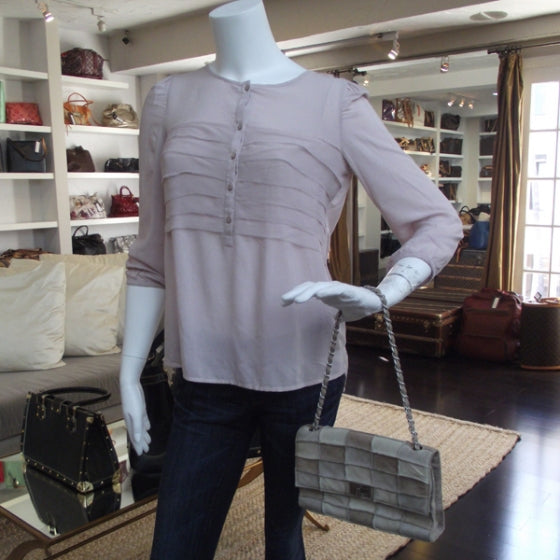Suede Patchwork Medium Flap Beige